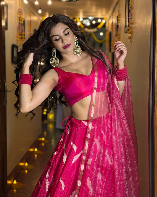 Pink Ripple Leheriya Lehenga