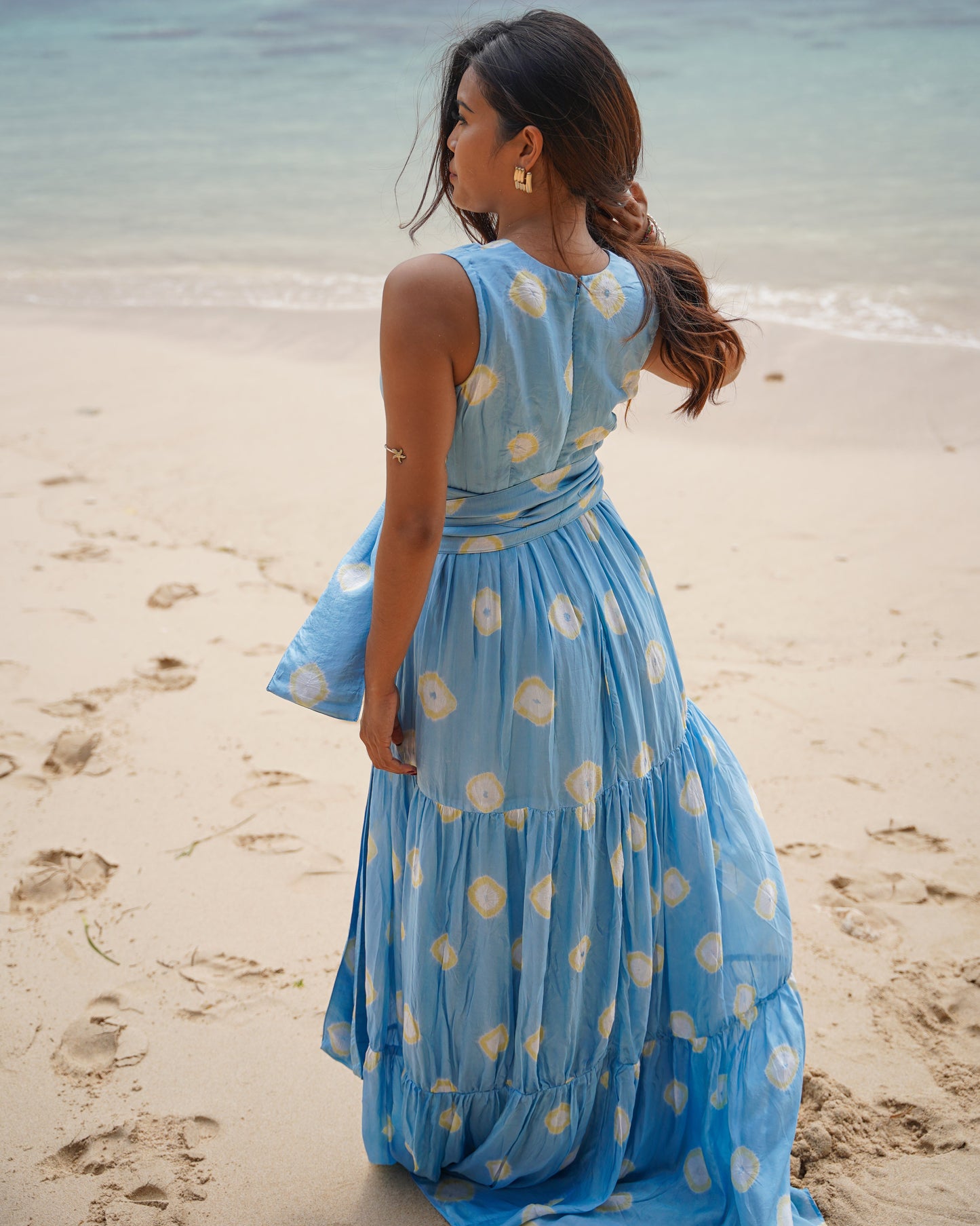 Isle Dot Bandhani Dress - Blue