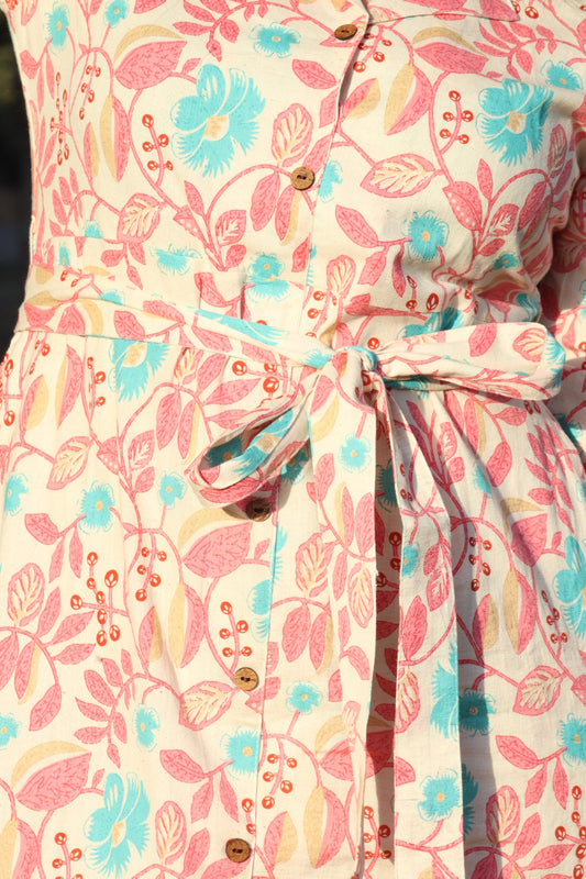 Bloom Button Down Dress - Pink