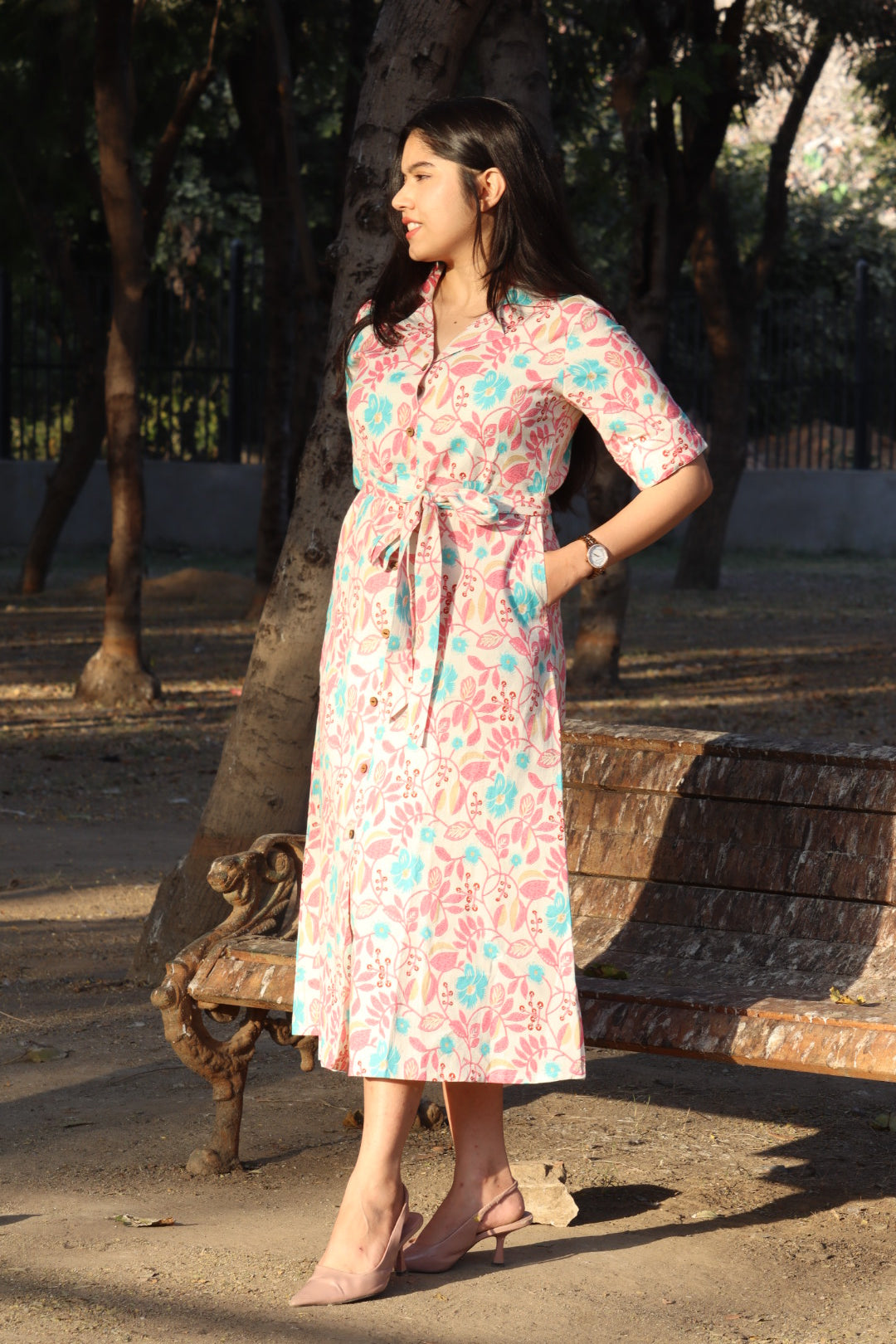Bloom Button Down Dress - Pink