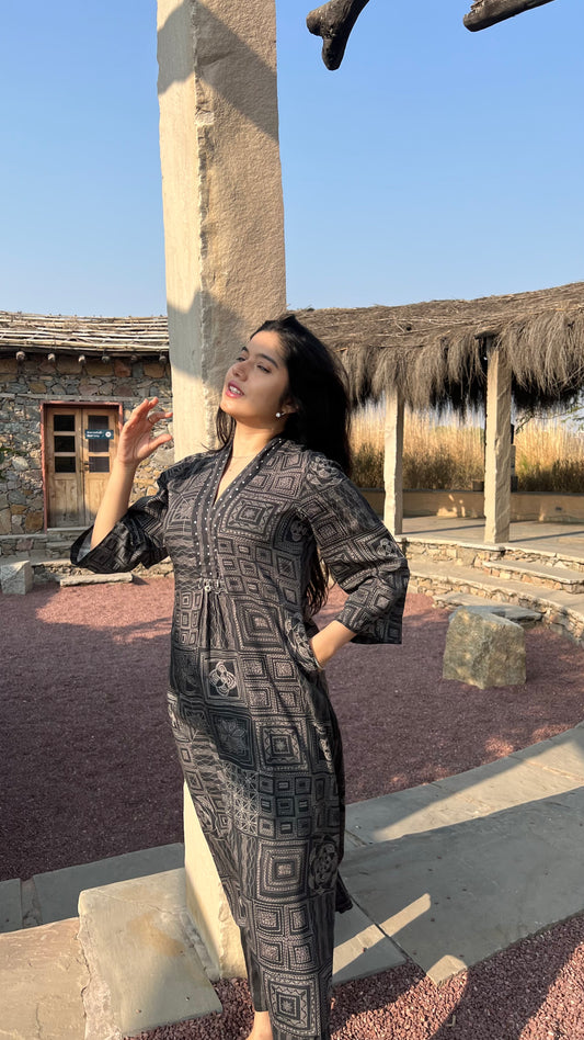 Boho Gloss Co-ord Set - Black