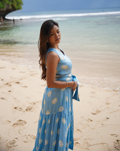 Isle Dot Bandhani Dress - Blue