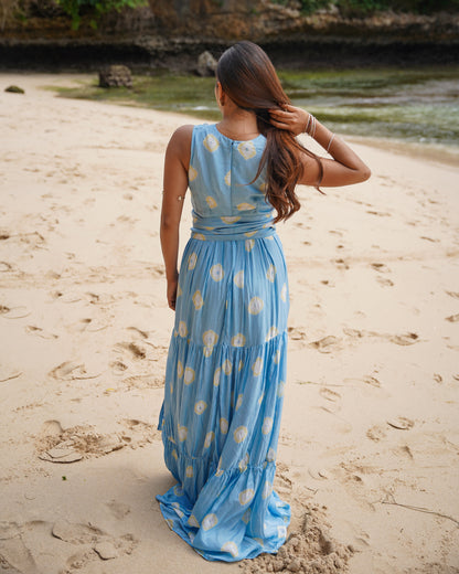 Isle Dot Bandhani Dress - Blue