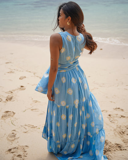 Isle Dot Bandhani Dress - Blue