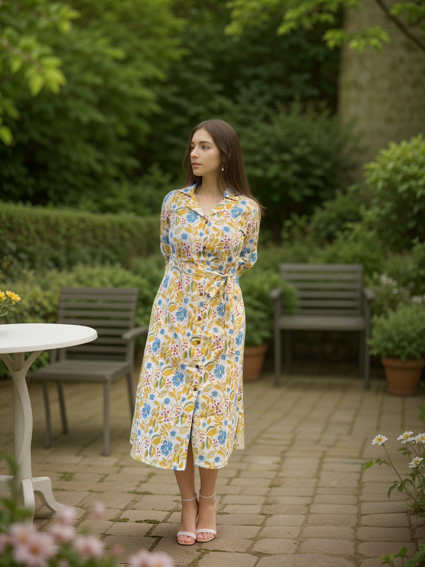 Bloom Button Down Dress - Yellow