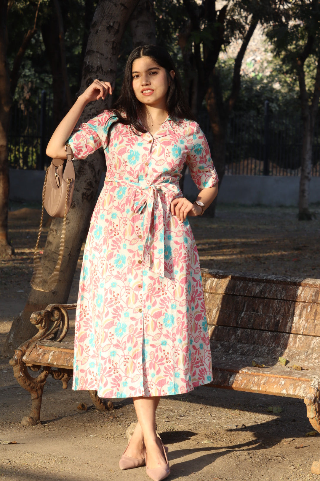 Bloom Button Down Dress - Pink