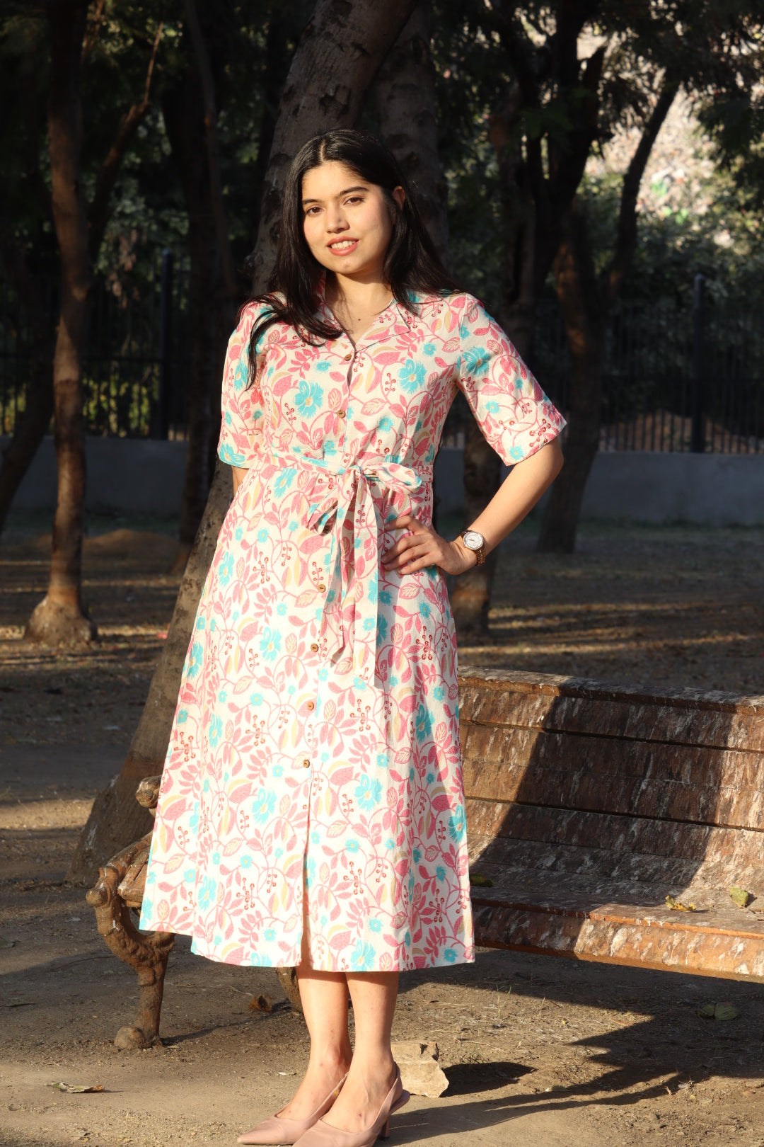 Bloom Button Down Dress - Pink