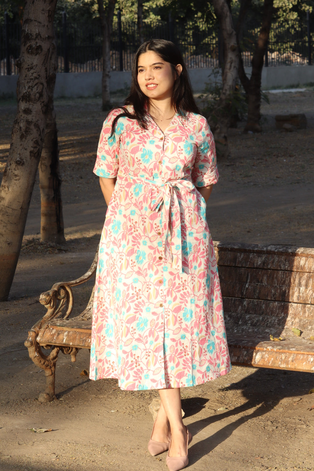 Bloom Button Down Dress - Pink