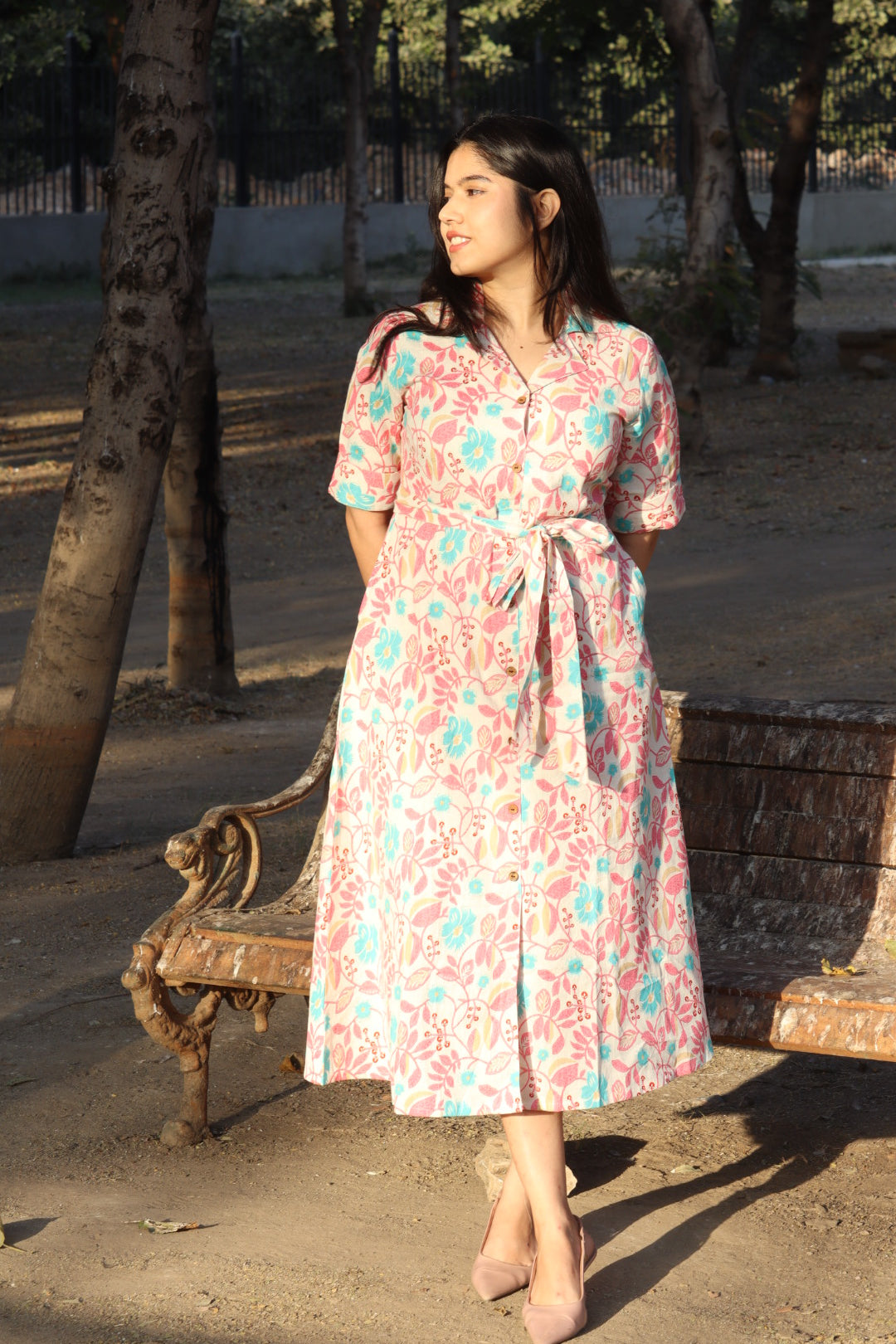 Bloom Button Down Dress - Pink