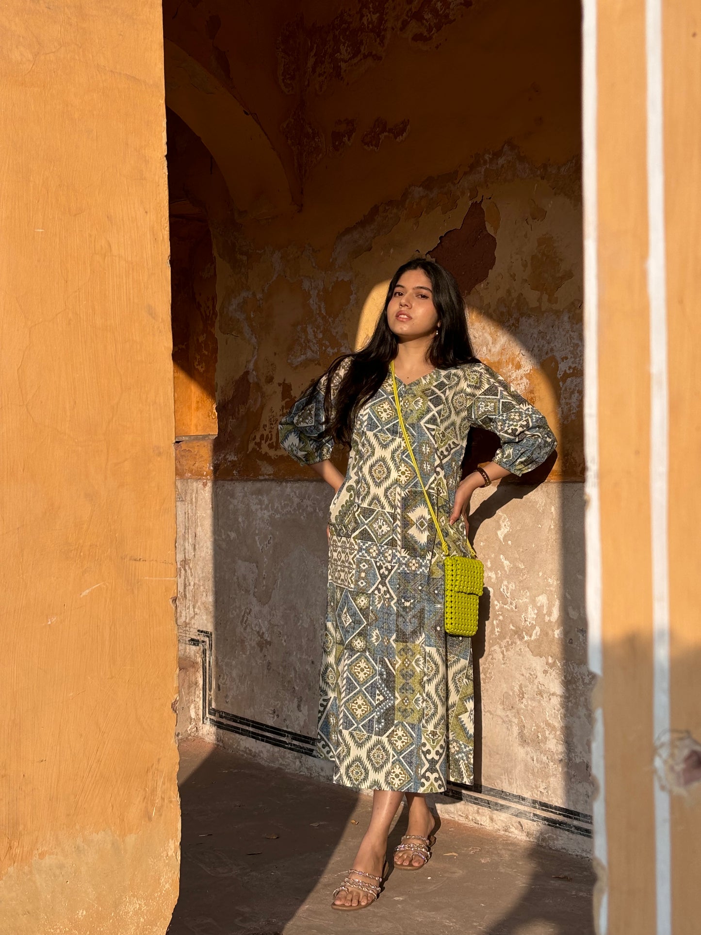 Akaar Dress - Blue,  Green