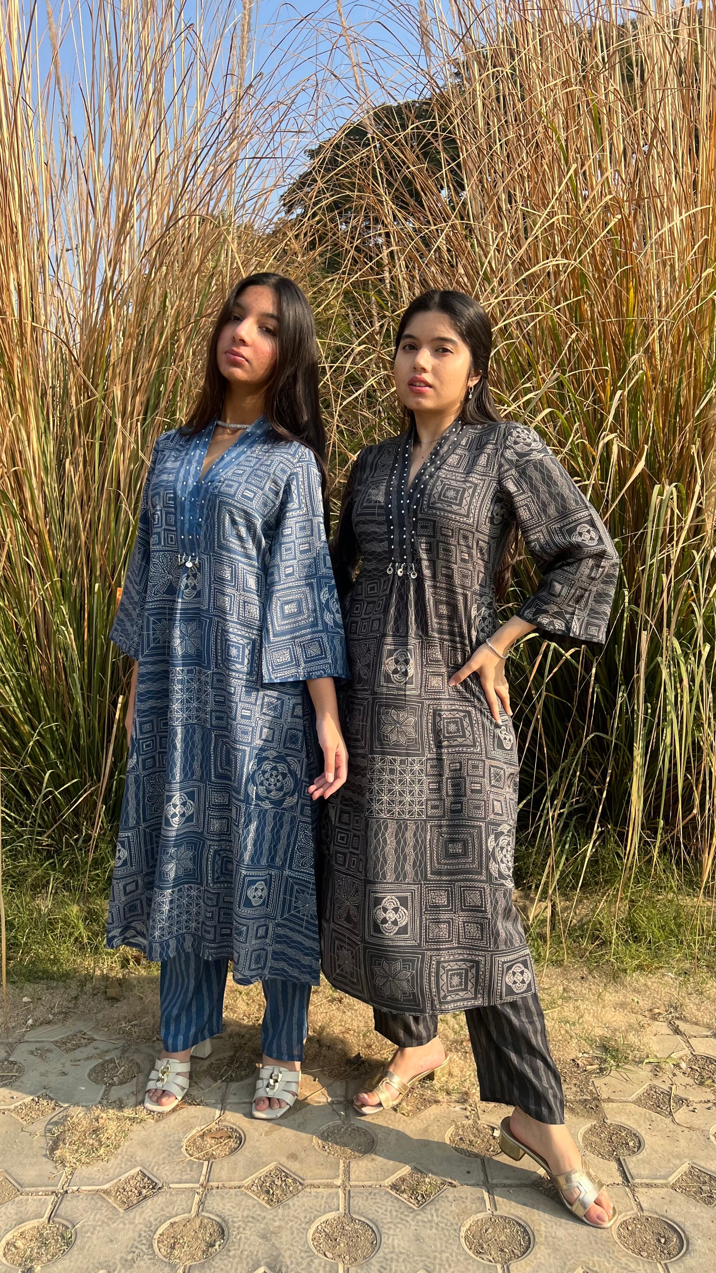 Boho Gloss Co-ord Set - Blue