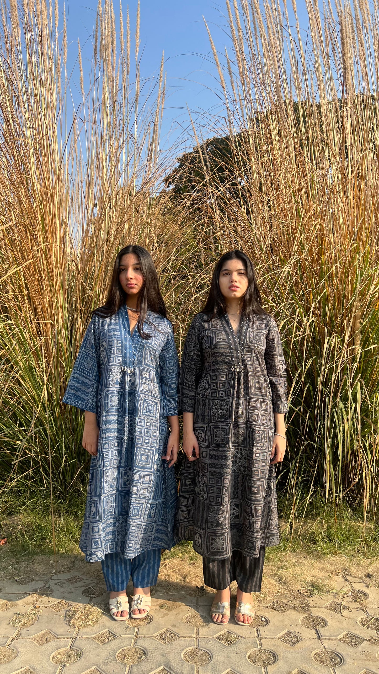 Boho Gloss Co-ord Set - Blue