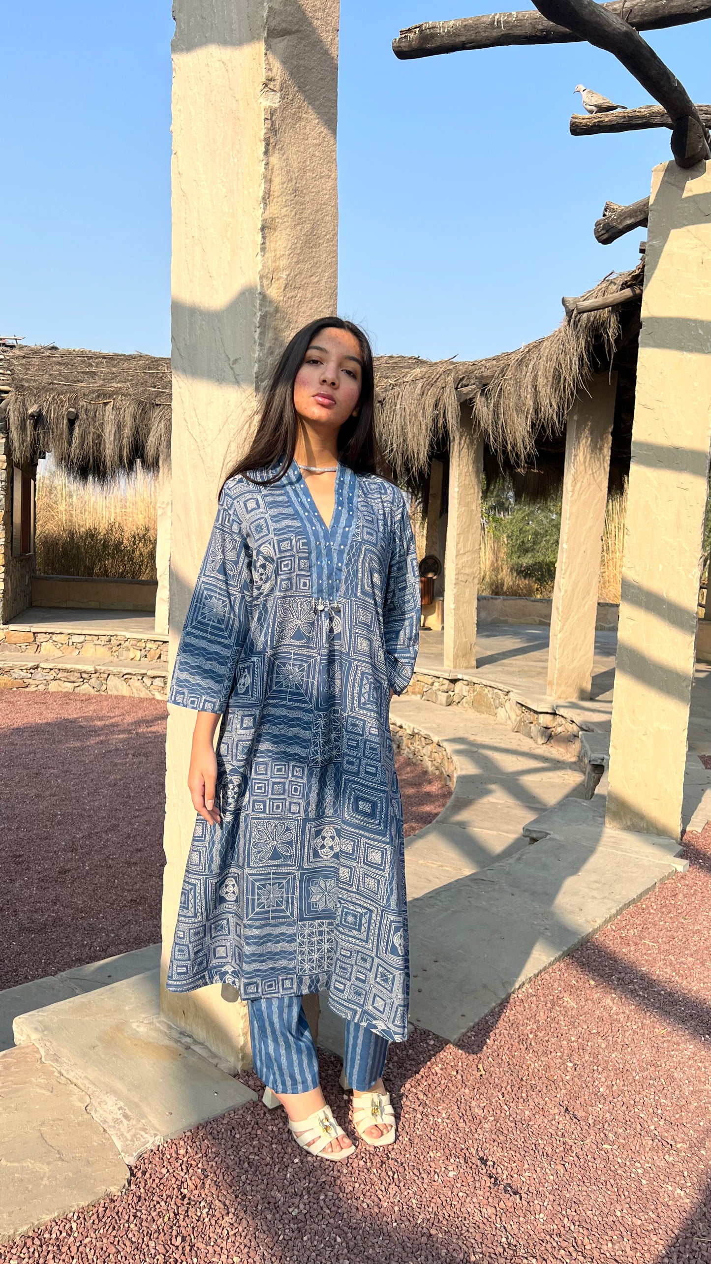 Boho Gloss Co-ord Set - Blue