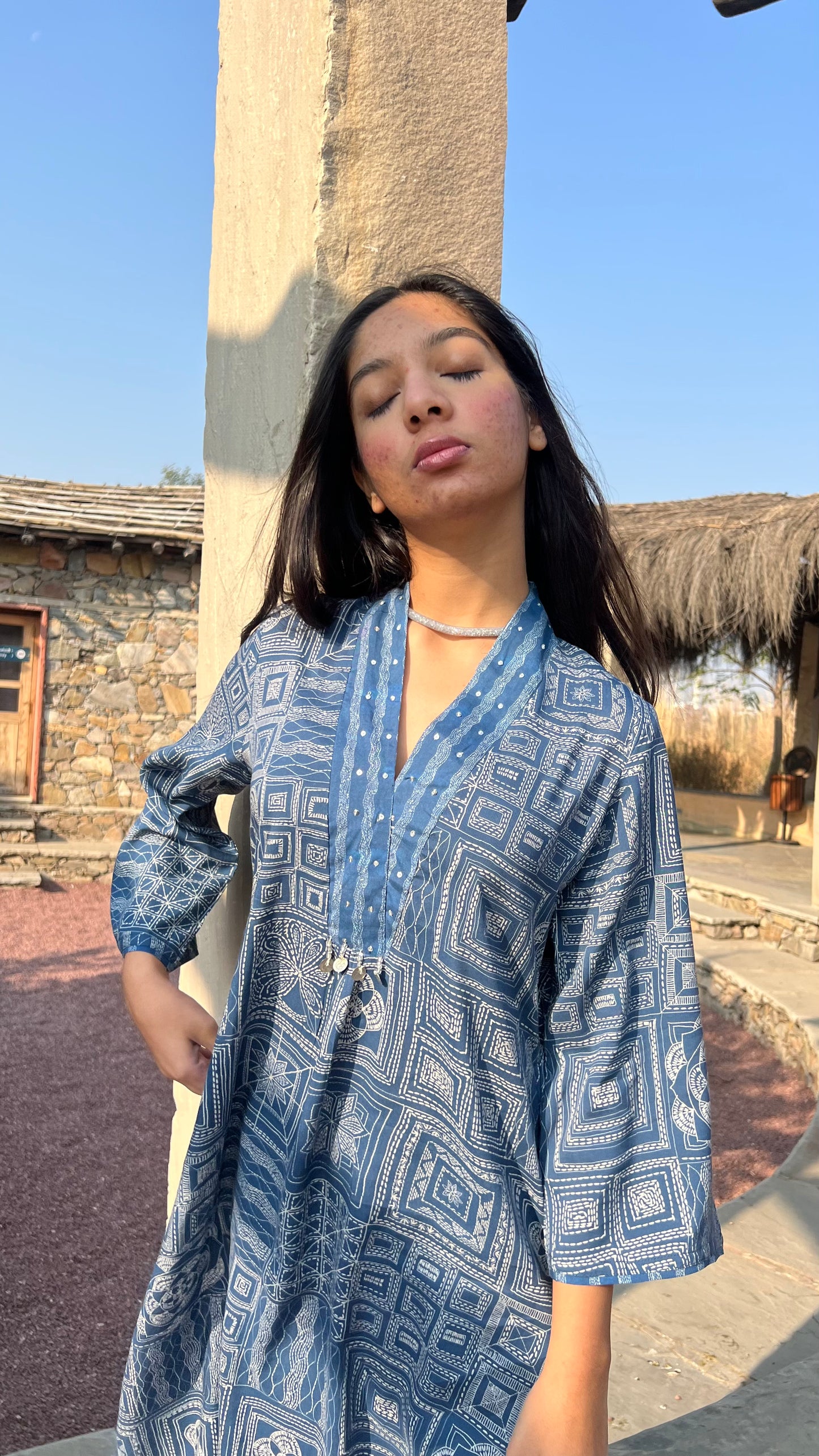Boho Gloss Co-ord Set - Blue