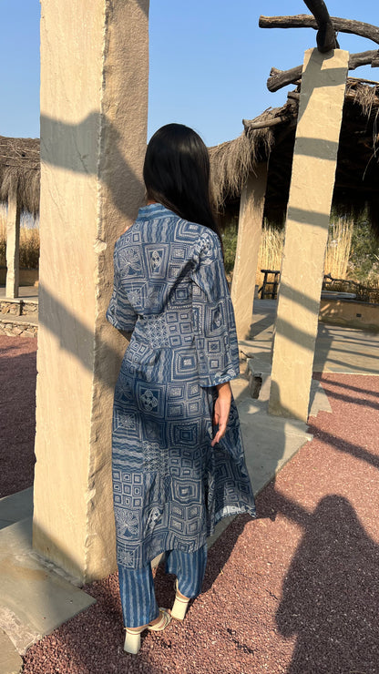 Boho Gloss Co-ord Set - Blue