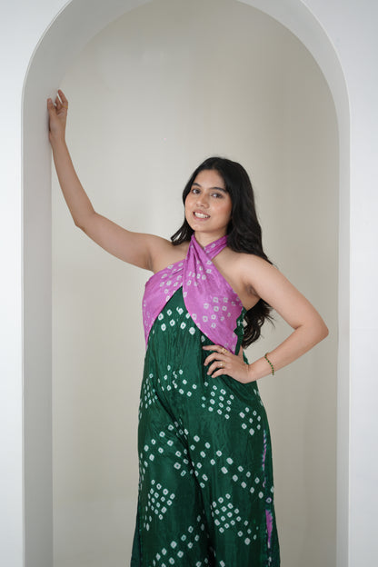 Bandhani Breeze Jumpsuit - Greenish