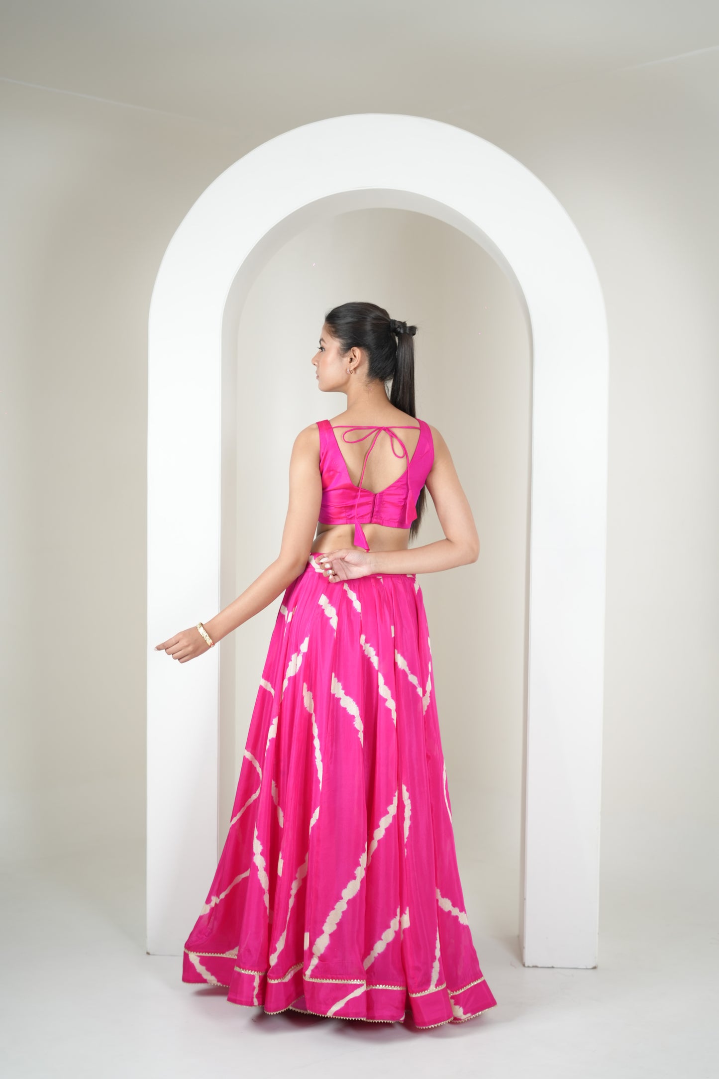 Pink Ripple Leheriya Lehenga